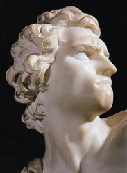 David (détail de la tête, profil droit), 1623 (marbre)